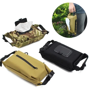 Outdoor Wet Tissue Box Canvas Paper Towels Wet Wipes Dispenser Hanging Storage for Outdoor Camping Accessories