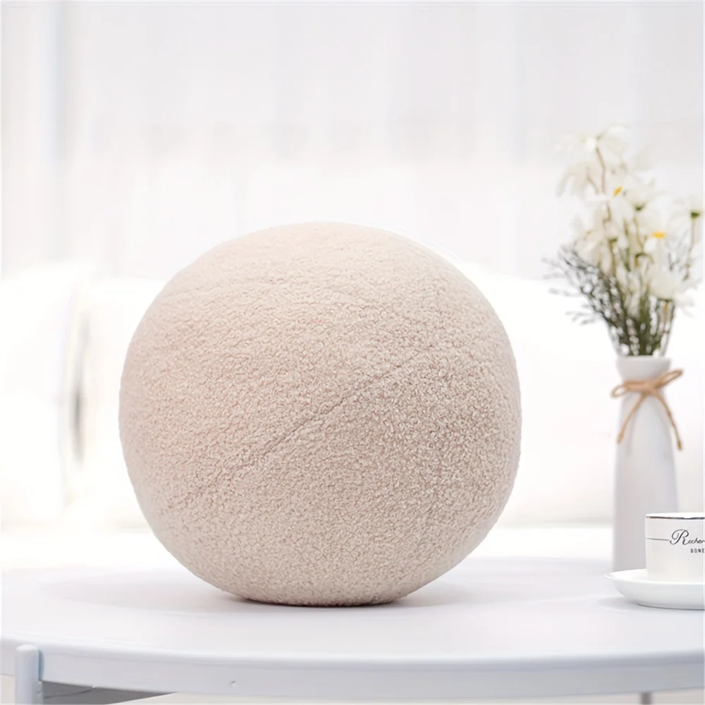 Bubble Kiss-Plush Round Wool Cushion, Nordic Colorful Ball Shaped Stuffed Soft Pillow for Sofa, Popular Macaroon Cushion for Off 5
