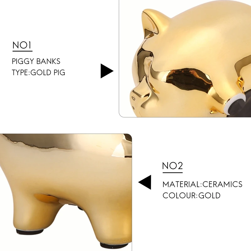 Ceramic Gold Pig Piggy Bank Cute Coin Piggy Bank Creative Home Furnishings Lucky Pig Decoration 2