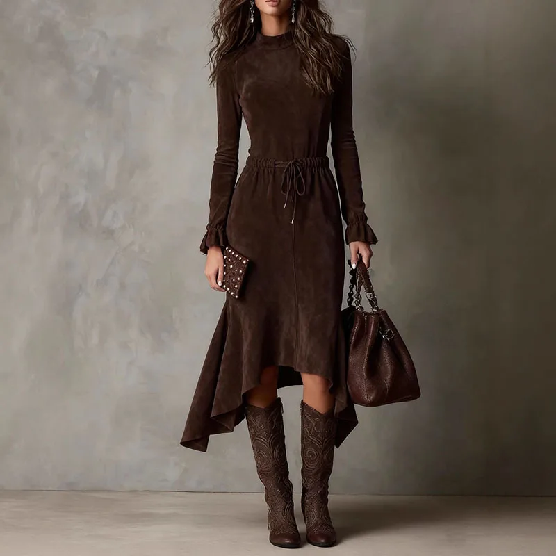 Autumn Long Sleeve Slim Bodycon Dress Woman Vintage Solid Zipper Mermaid  Long Evening Dress Elegant O Neck Side Split Maxi Dress - AliExpress  200000345
