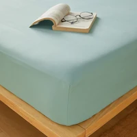 Drap-housse en coton de couleur unie avec bande élastique, housse de matelas réglable antidérapante pour lit Double King Queen 160x200 200x200cm 3