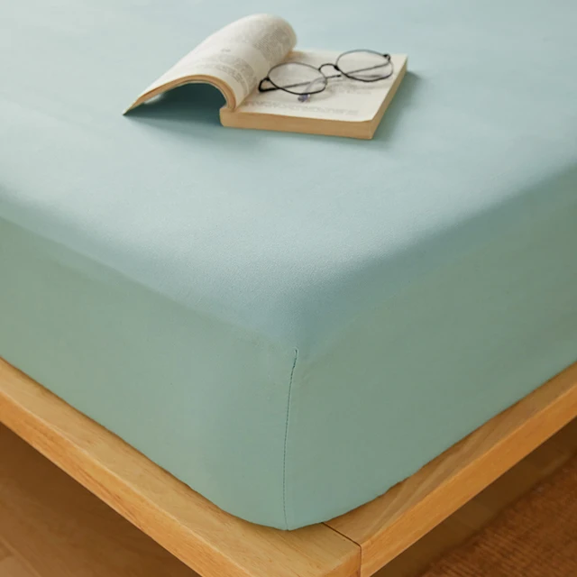 Cotton Fitted Sheet Soild Color with Elastic Band Non Slip Adjustable Mattress Cover for Double King Queen Bed 160x200 200x200cm 3