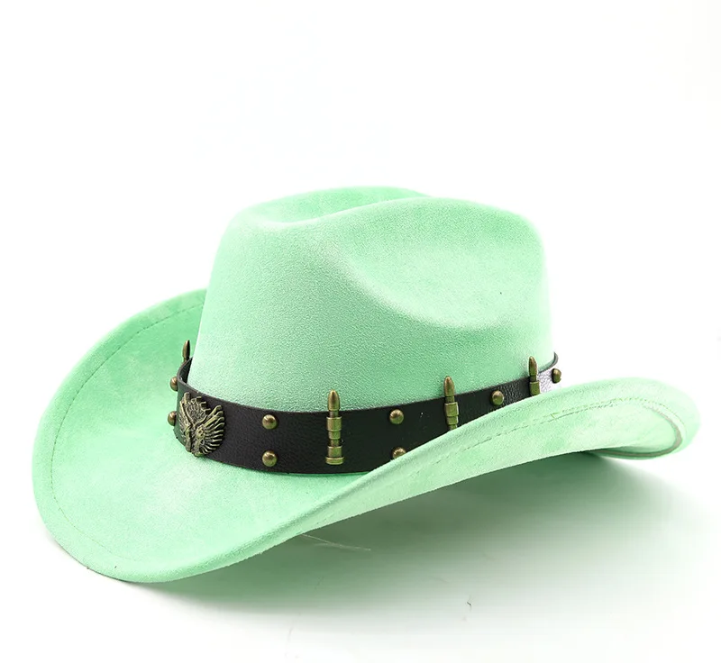 Adler Wildleder Western Cowboy Woolen Jazz Top Männer Frauen Ethnischen Stil Herbst Und Winter Filz Große Traufe Hut – Detail 6