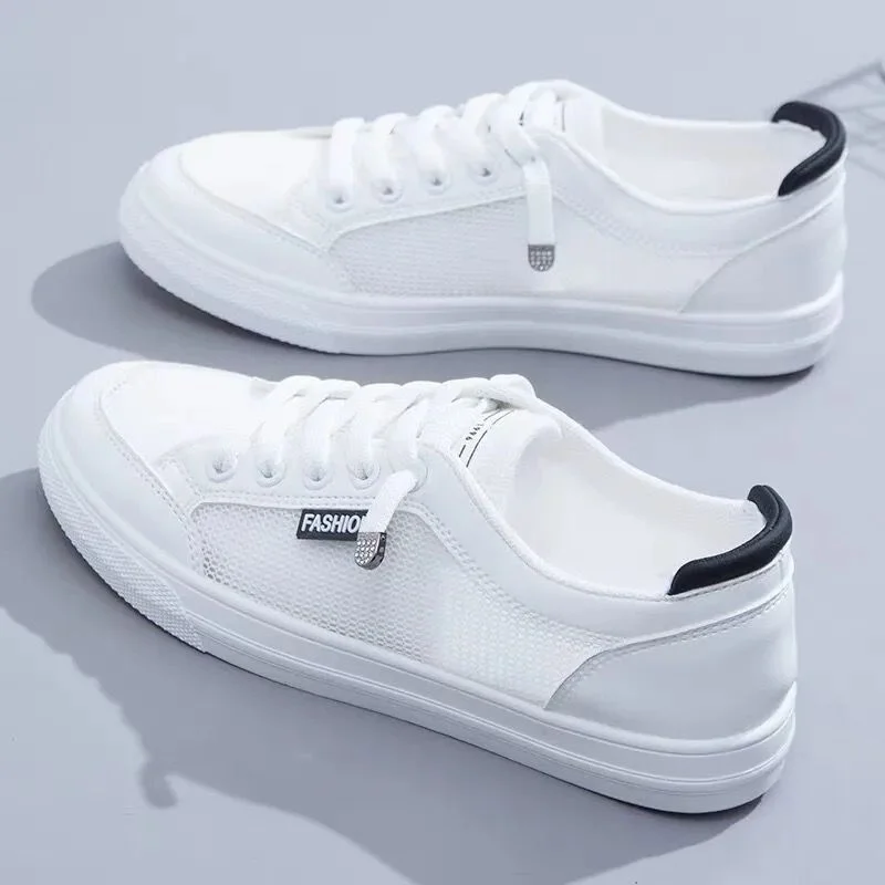Women Sneakers Women's Vulcanize Shoes Spring  Autumn Breathable Flats Solid Color Mesh Shoes Young Woman Casual White Shoes 4