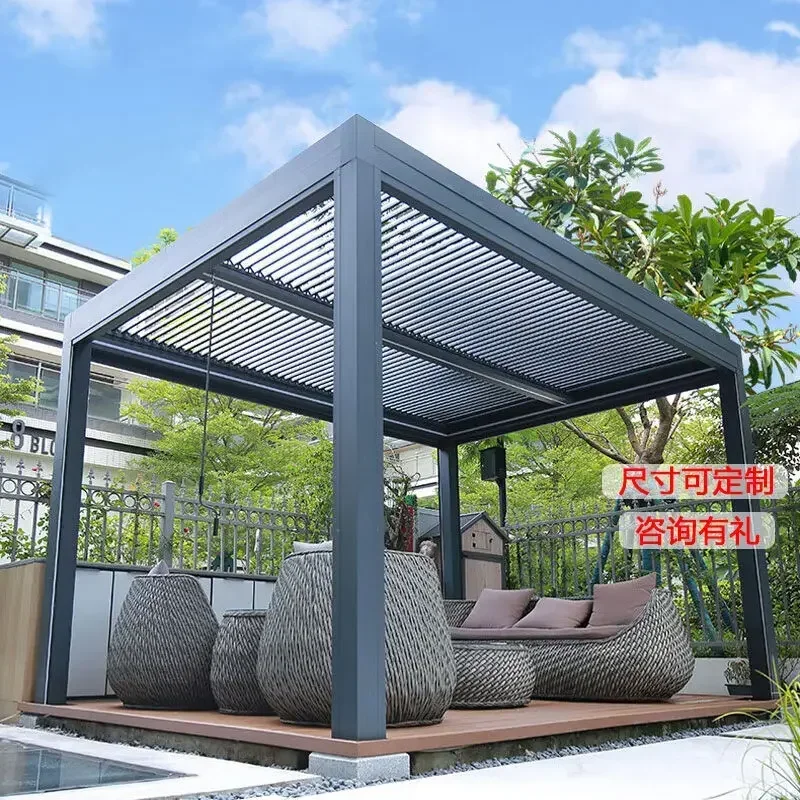 

Customized outdoor pavilion aluminum alloy sunshine room telescopic sunshade courtyard electric shutter garage garden