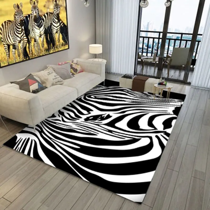 

Home Decor Bedroom Mat Zebra Pattern Carpet Living Room Bedroom Soft Carpets Anti-slip Floor Mats Water Absorption Rugs tapis