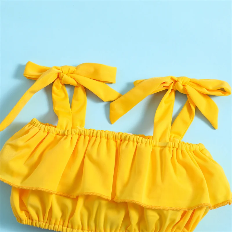 Summer Swimwear Suit Girls Sweet Swimsuit Set Kids Bow Swimming Costume Two Piece Children's New Casual Beachwear 7M-4 Years 2