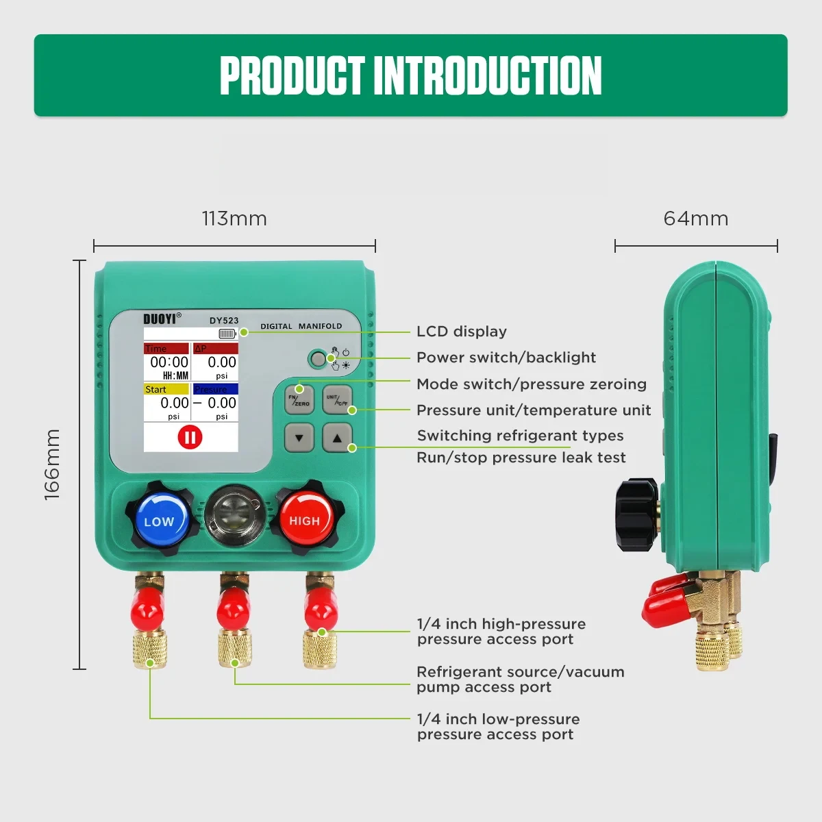 Vacuum Pressure Gauge Digital Manifold Gauge Electronic Air Conditioning Refrige