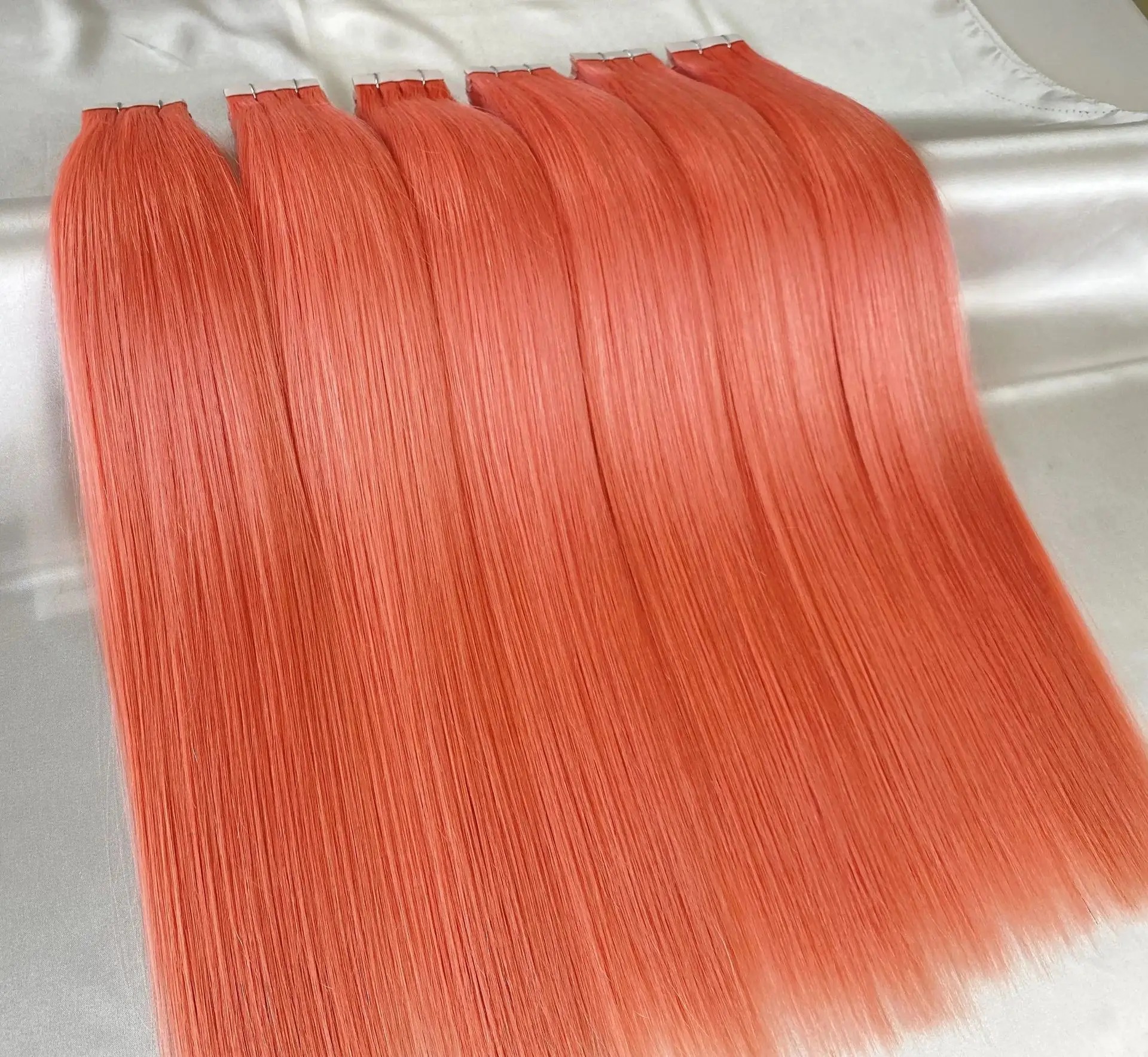 30inch Bone Straight Tape in Hair Extensions Human Hair Real Natural Brazilian Remy #613 Straight Seamless Skin Weft