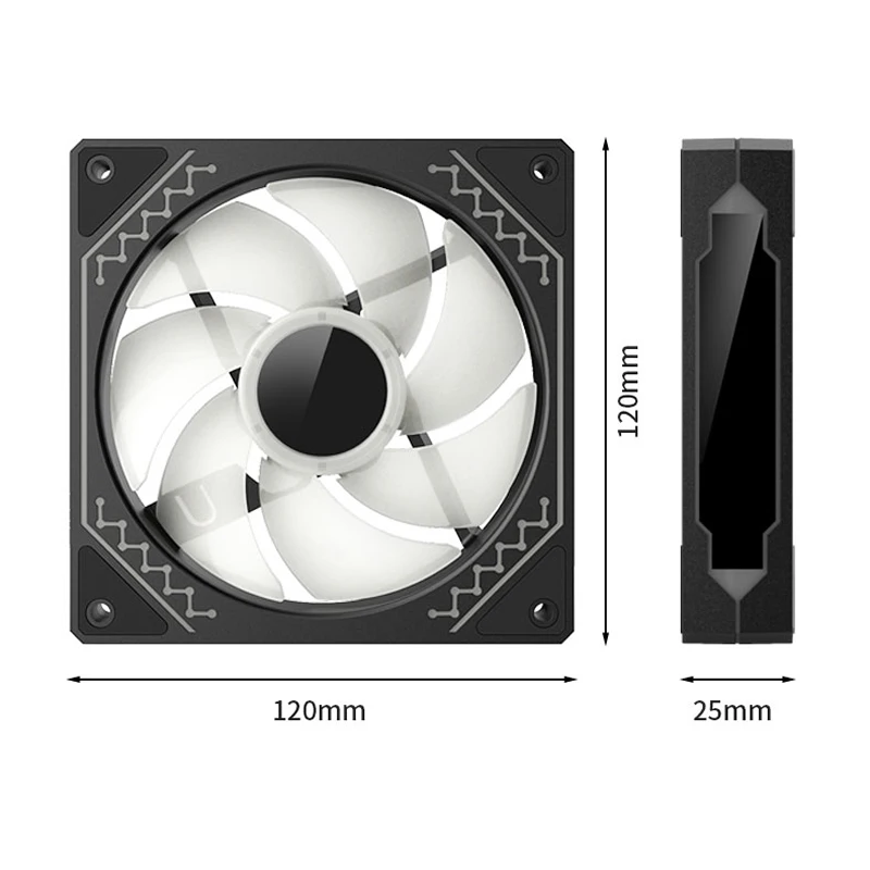 TEUCER Prism12025 컴퓨터 케이스 팬 120mm 5V 3핀 ARGB 싸이클 미러 라이트 효과 PWM 800  2000RPM 냉각 팬
