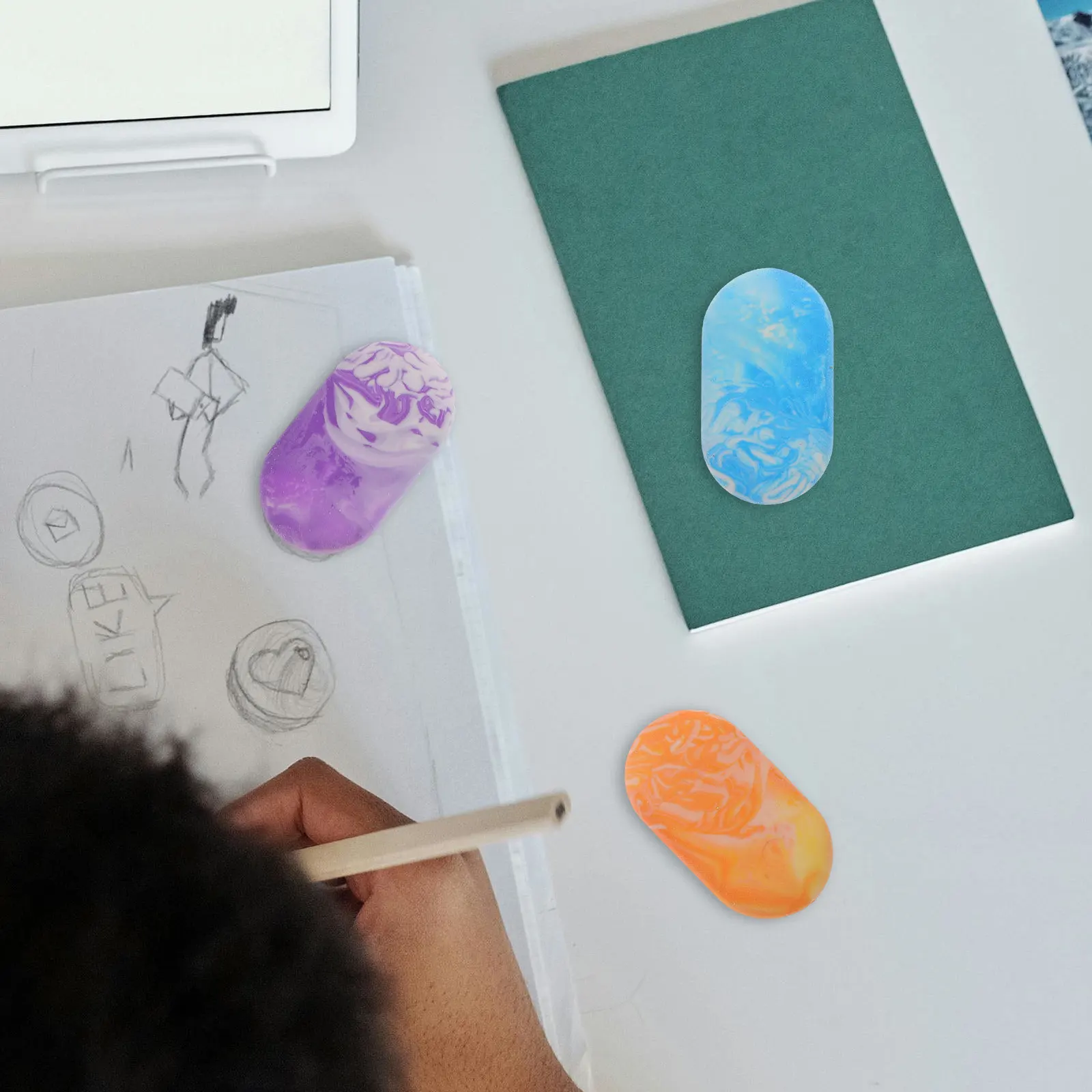 12개입 사랑스러운 대리석 마감 지우개, 가볍고 공간 절약형, 교실 미술 프로젝트용, 수상 경력이 있는 지우개 세트, 휴대용