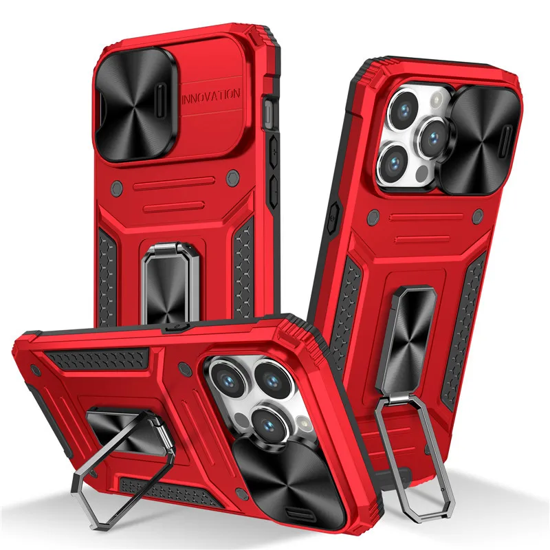 Per Iphone15 Iphone14 Plus Slide Push Pull Window Camera Protect Case Per Iphone 15 14 13 12 Pro Max Magnet Stand Ring Coque