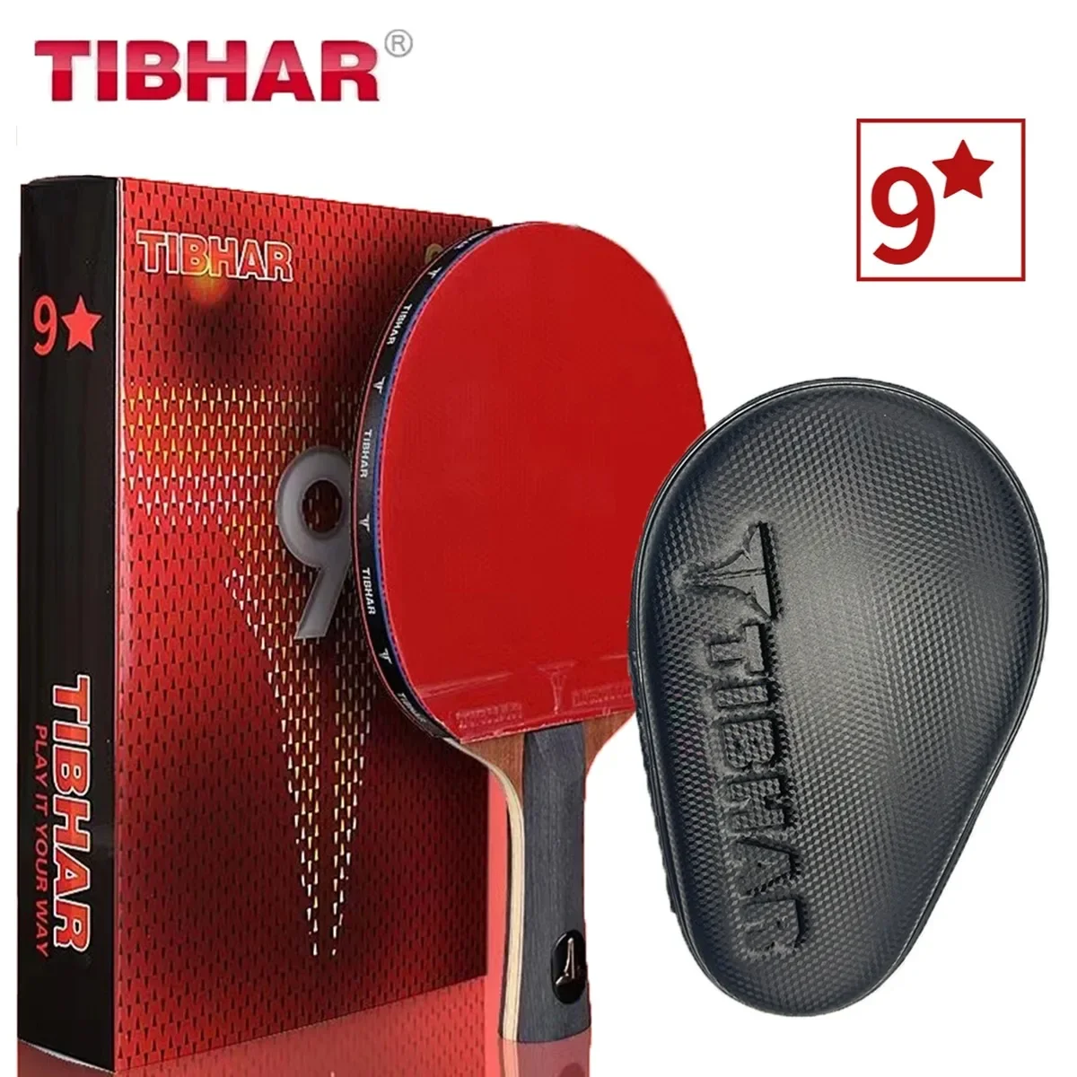 

TIBHAR 9 Star Table Tennis Racket Superior Sticky Rubber Carbon Blade Ping Pong Rackets Professional Pimples-in Sticky Original