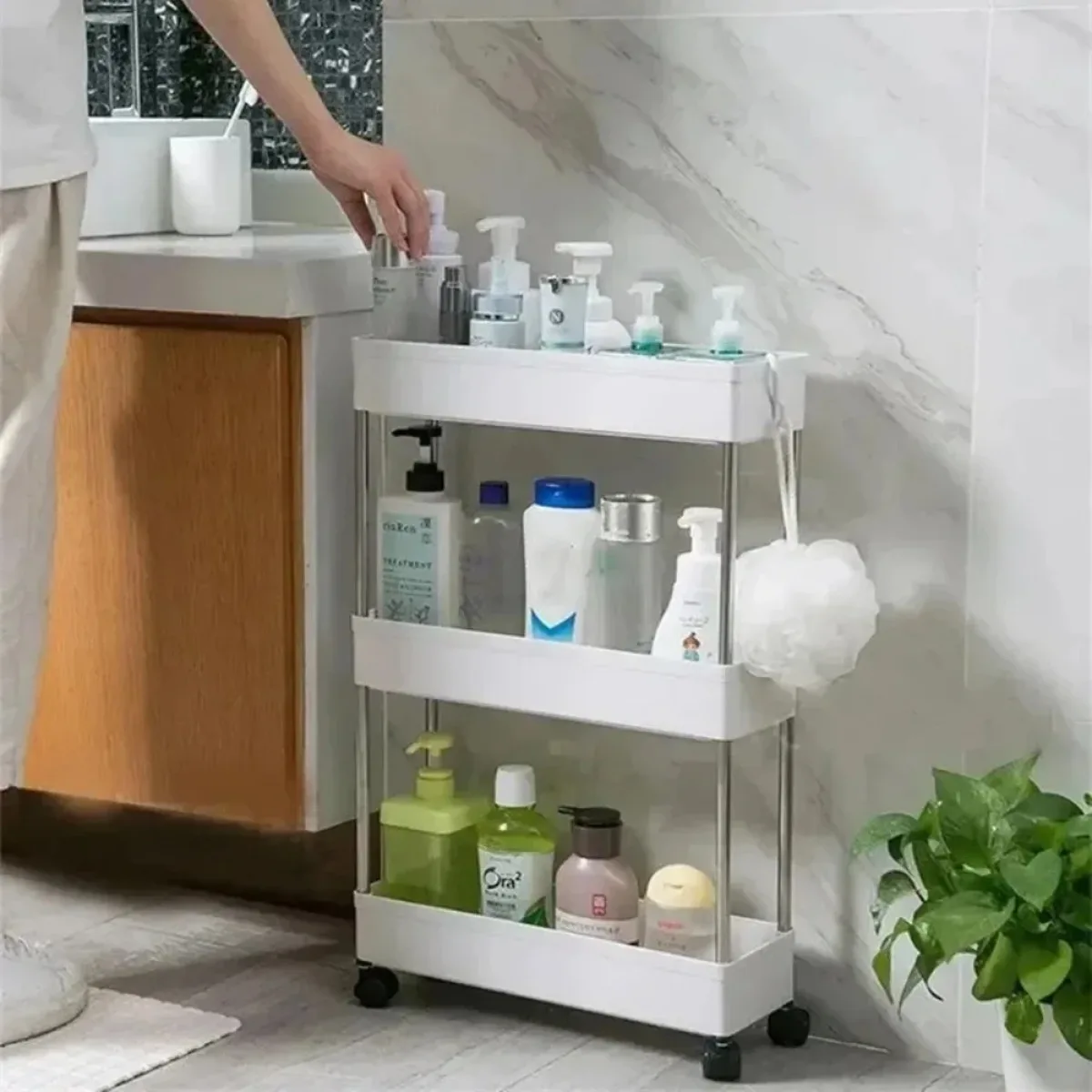 

Mobile Storage Rack Trolley Kitchen Bathroom Bedroom Storey Storages Rack Kitchen Bathroom Storages Box Organizers Storage Cart
