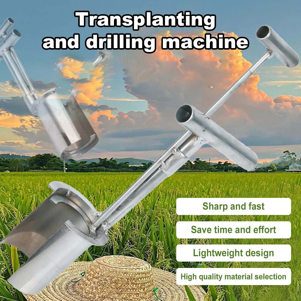 Bulb Planter Tool Plant and Fruit Tree Seedling Transplanter T-Style Handle Soil Sampler for Planting Digging Transplanting