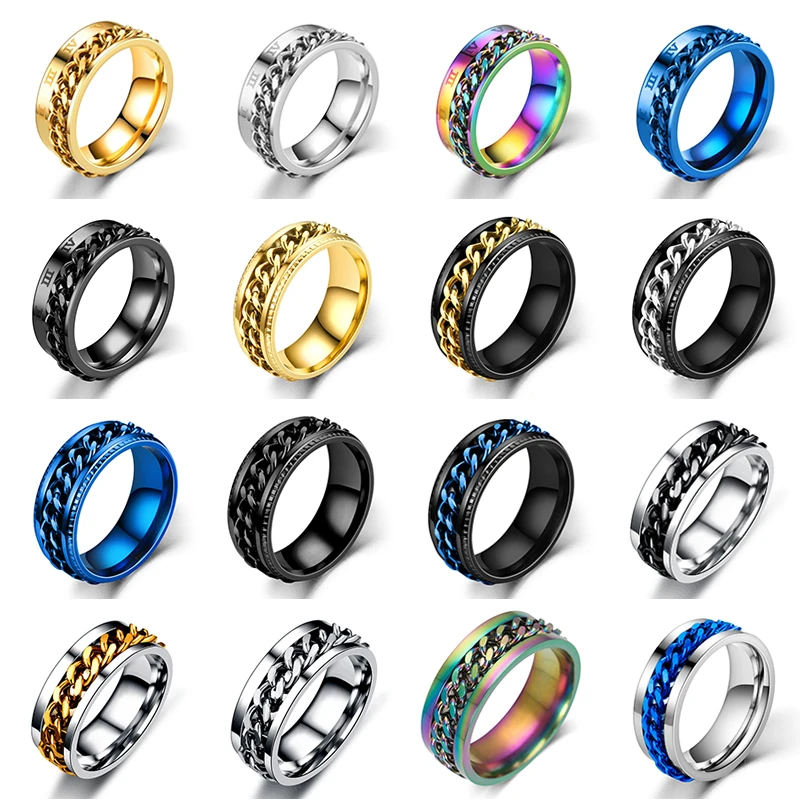 Titanium Steel Rotatable Chain Couple Ring Anxiety Multifunctional ...