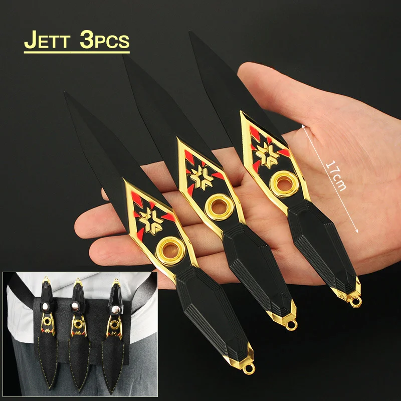 3pcs Valorant Kunai Jett Champions 2023 Kunai GO 17cm Metal Samurai Sword Cosplay Katana Weapon Model Toy Knife Gifts Toys Boys