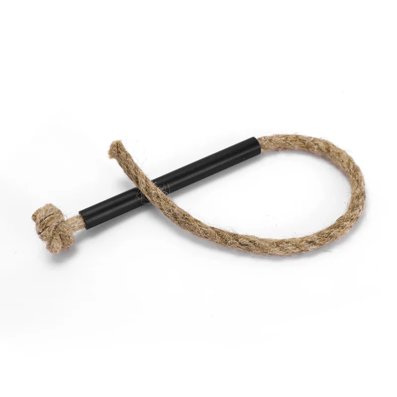 Tinder Tube Wick Vintage Jute Rope Cord Accessory with Aluminum Sleeve for DIY Crafts Outdoor Camping Hiking Trekking Supplies