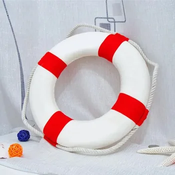 Stile nautico Benvenuto Boa di salvataggio rossa decorativa Casa Marine Beach Decorazione da parete Boa di salvataggio Artigianato Decorazione del soggiorno 2025