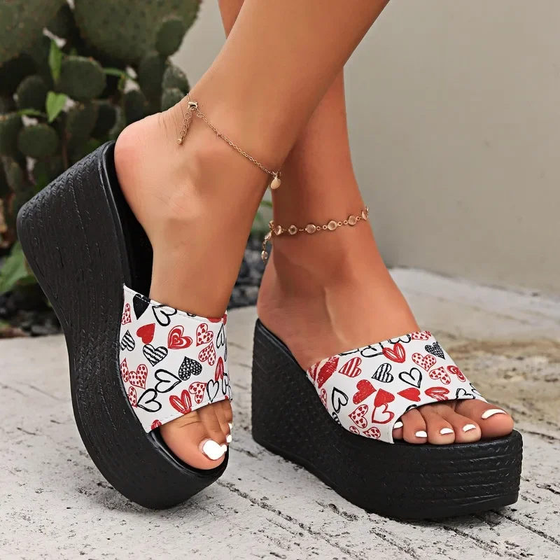 

Wedge Womens Shoes 2024 Summer Fashion Printing Women's Slippers Outdoor Platform Beach Lady Shoes Plus Size Zapatos De Mujer