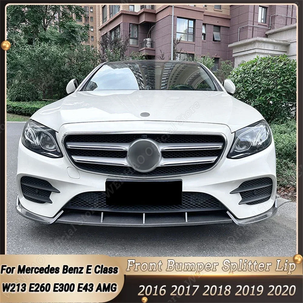 

Car Front Bumper Lip Front Shovel Exterior Canard Splitter ABS For Mercedes Benz E Class W213 E260 E300 E43 AMG 2016-2020