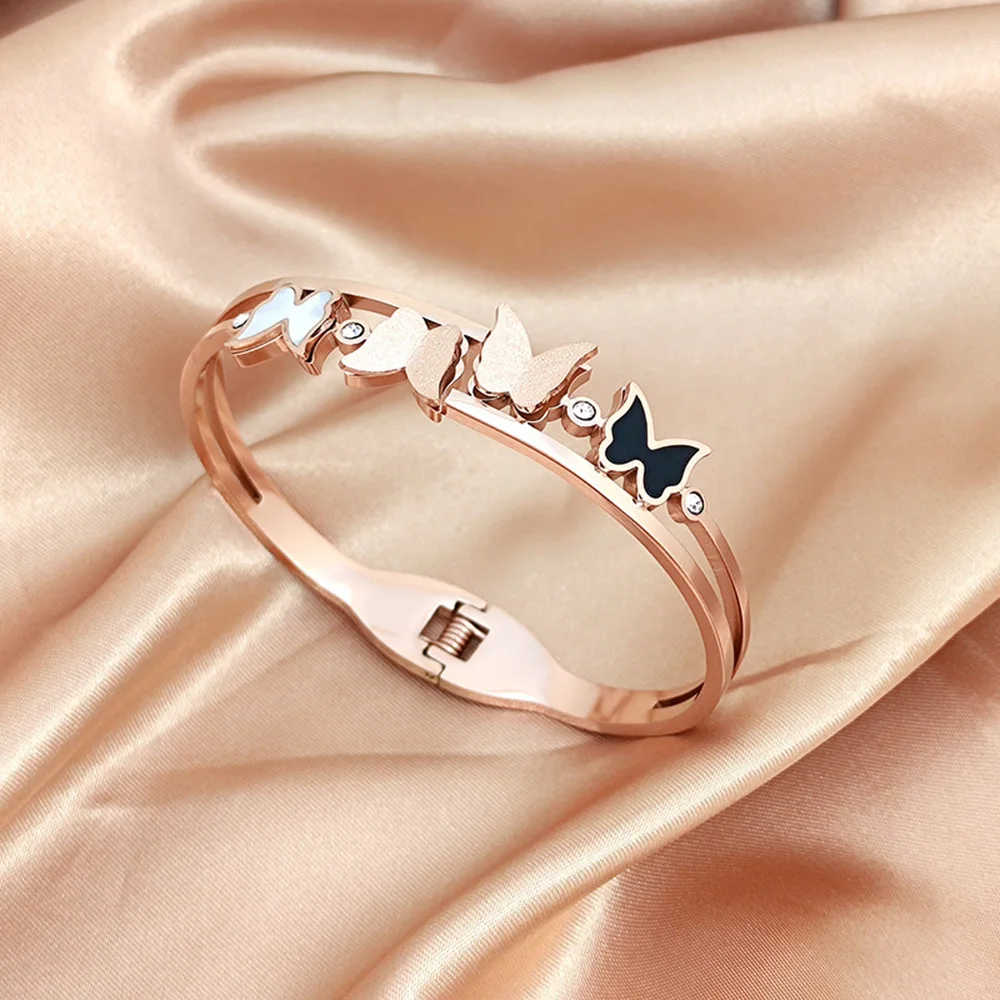 High-grade frosted butterfly bracelet, silver gold-plated women's bracelet shell, oil-drip double-layer spring bracelet 3