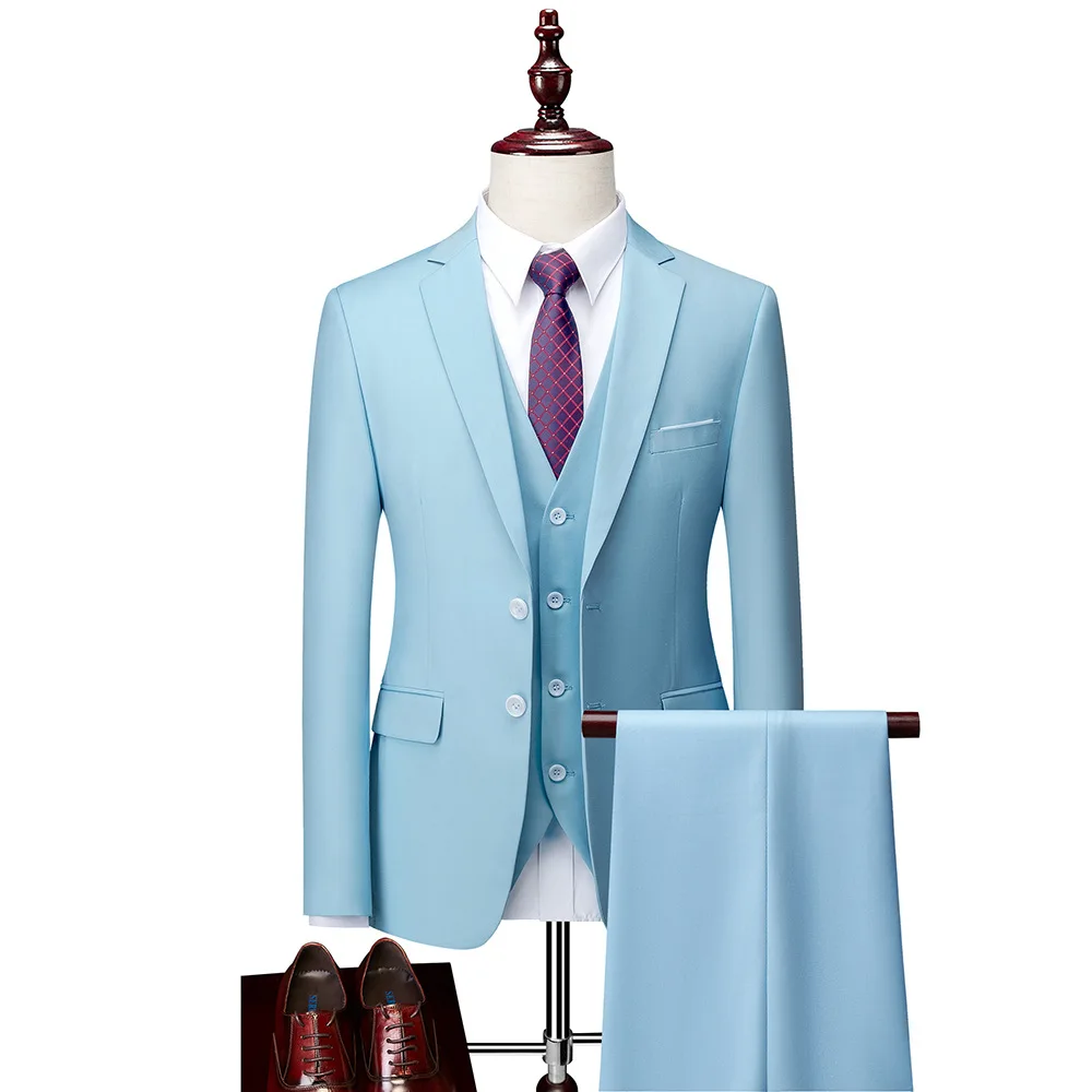 Men's Slim Fit Suits Blazer Jacket Vest Pant 3 Piece Set Wedding Groom Party Business Smart Casual Suit for Men Four Seasons