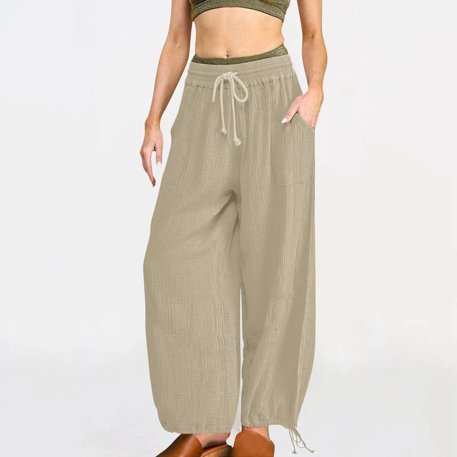 

Women Baggy Utility Pants Loose Fitting Women Casual Cargo Pants Solid Baggy Pants Woman Trousers High Waisted Wide Leg Cargo