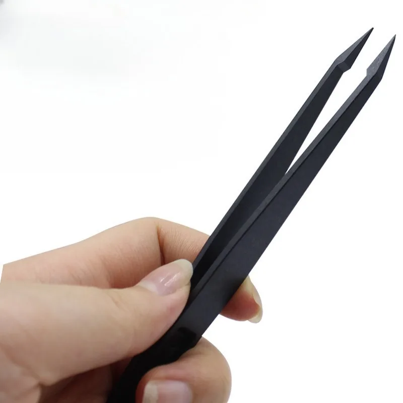 Insulated Anti-Static Black Tweezers - Industrial-Grade Nylon Tweezers with Pointed Electronic Repair Specialized  Tool