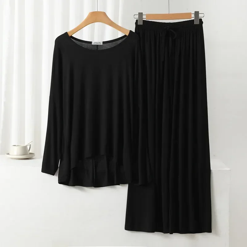 

Пижама женская из модала, комплект из двух предметов, длинная хлопковая одежда для дома, тонкая весенняя одежда для сна