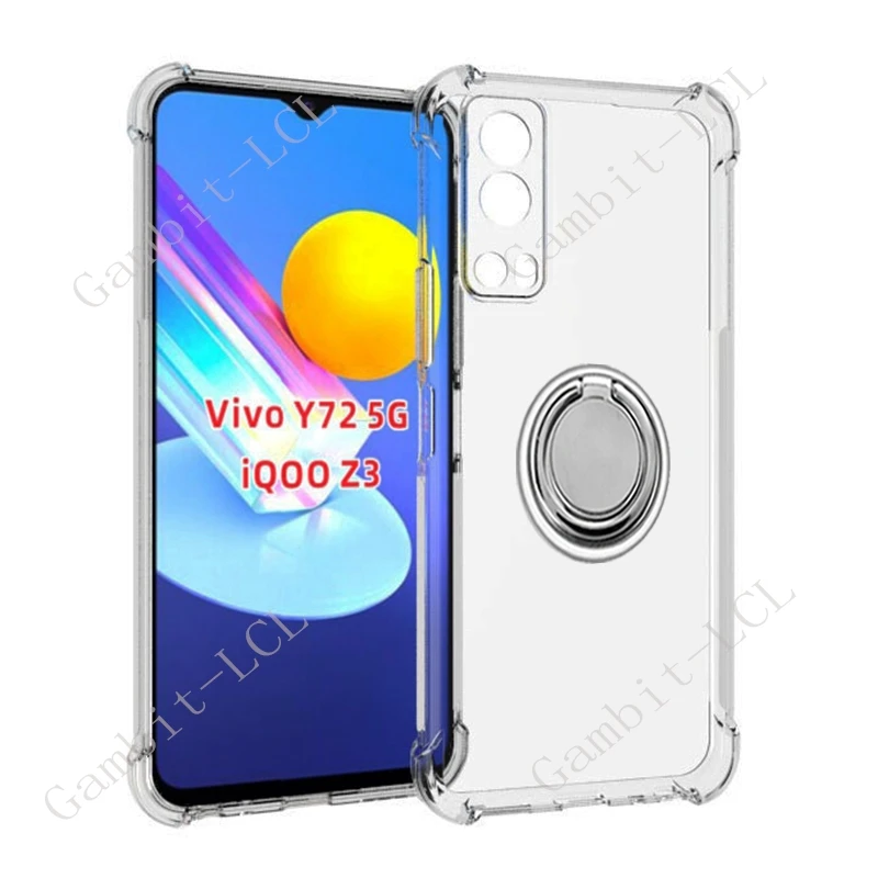 Back Ring Holder Bracket Phone Cover, TPU Soft Silicone Case