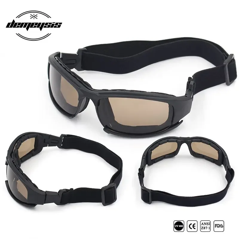Photochromic Polarized Tactical Outdoor Sunglasses and Goggles Set