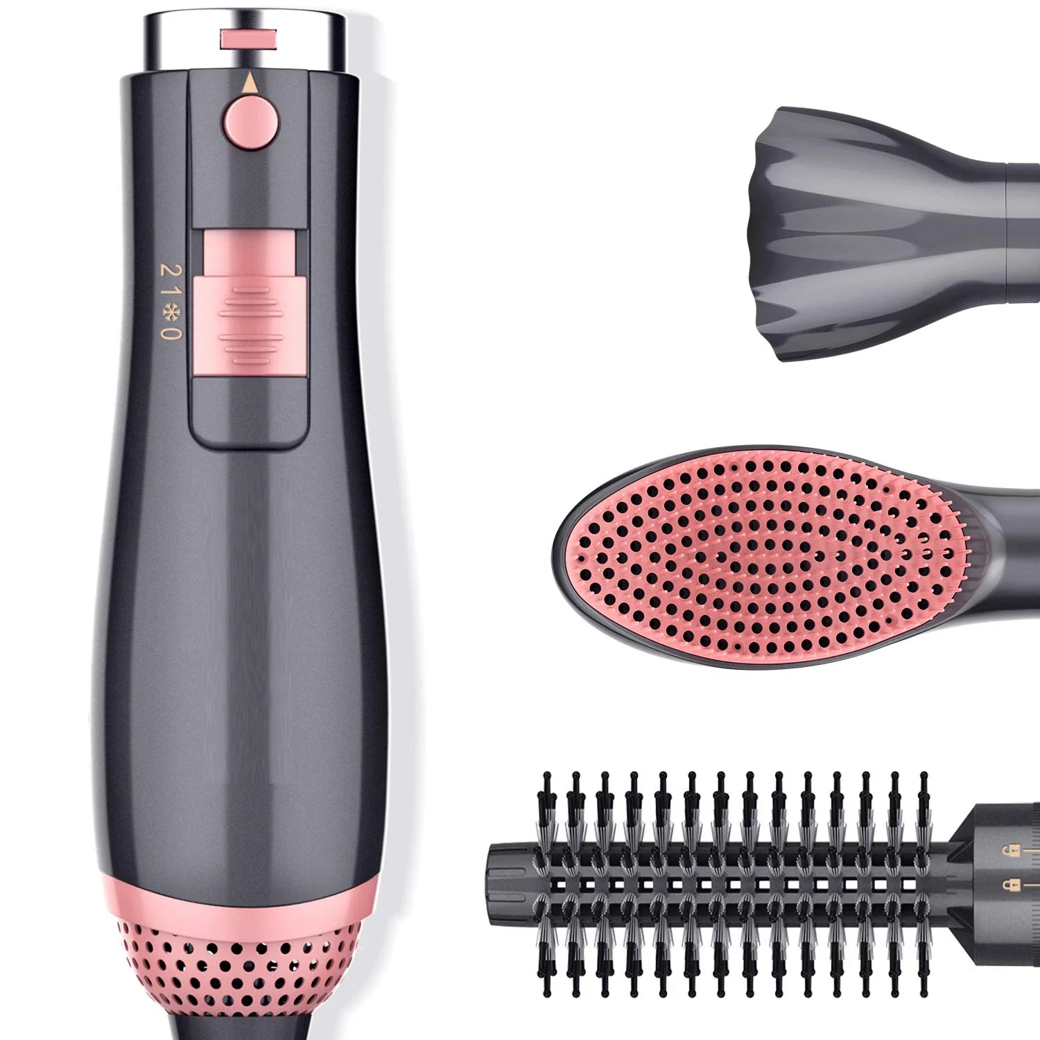 3 in 1 Hair Styler Hot Air Comb Blower Detachable Heads Home Salon Hair Dryer Electric Brush Curler 2