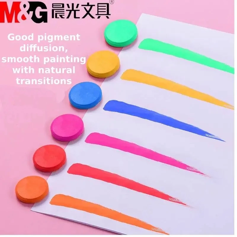 M & G 휴대용 단색 수채화 페인트, Acuarelas 색상 안료 학교 미술 용품, 전문 페인팅 도구 세트, 12, 28, 36/48