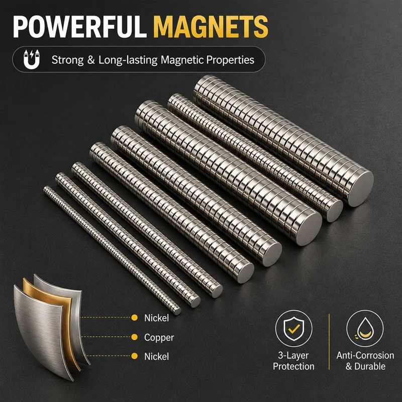 Ultra-Strong Round Neodymium Magnets for Home, DIY, and Office Use