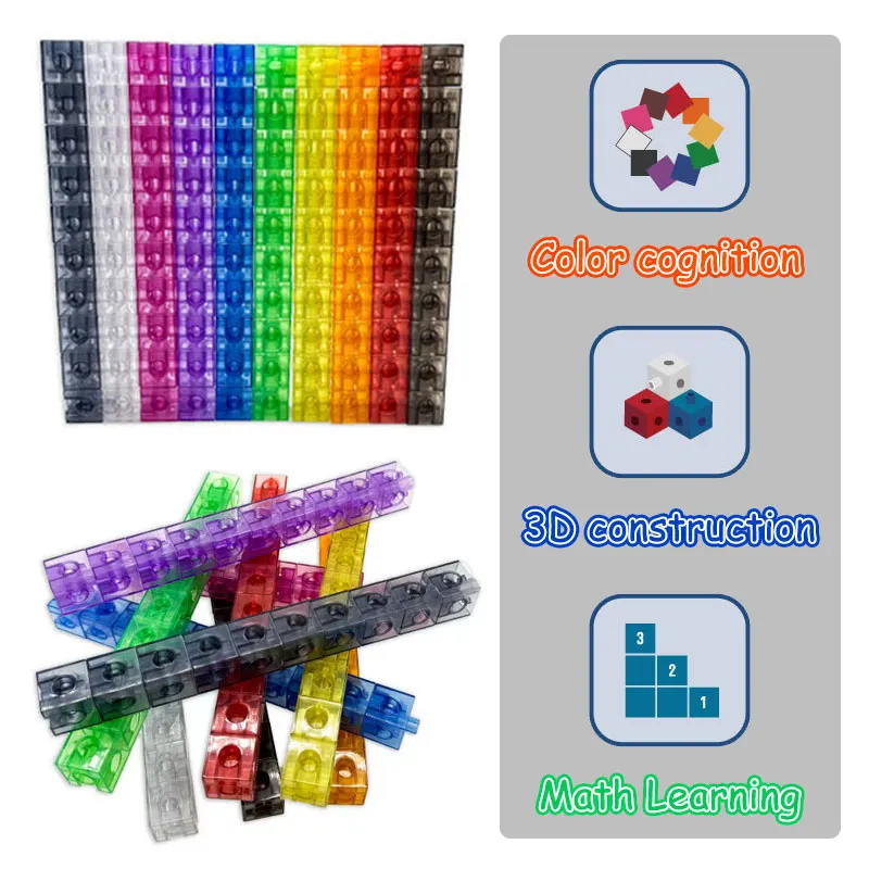 Kids Transparent Blocks Link Cubes Montessori Toys Math Learning Logical Thinking Constructs Cube Sensory Games Educational Toys - 2