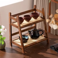 2 Layer Bamboo Wood Storage Rack for Kitchen Spice Caddy Shelf Desktop Cabinet Organizer Display Rack Coffee Bar Counter Shelf 1
