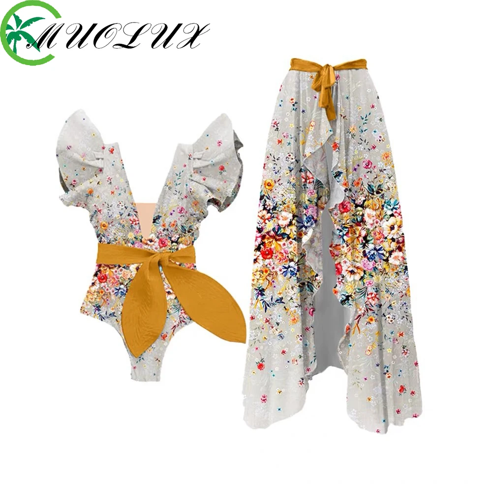 

MUOLUX 2023, сексуальный комплект бикини с объемным цветком, рюшами, цельное платье, купальник, женский купальник, бикини, роскошная пляжная одежда, купальный костюм, монокини