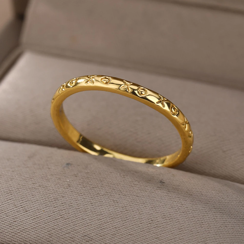 Simple Rings For Women Men Gold Color Stainless Steel Ring Male Female Fashion Engagement Wedding Party Finger jewelry rings wedding rings finger rings ring jewelry
