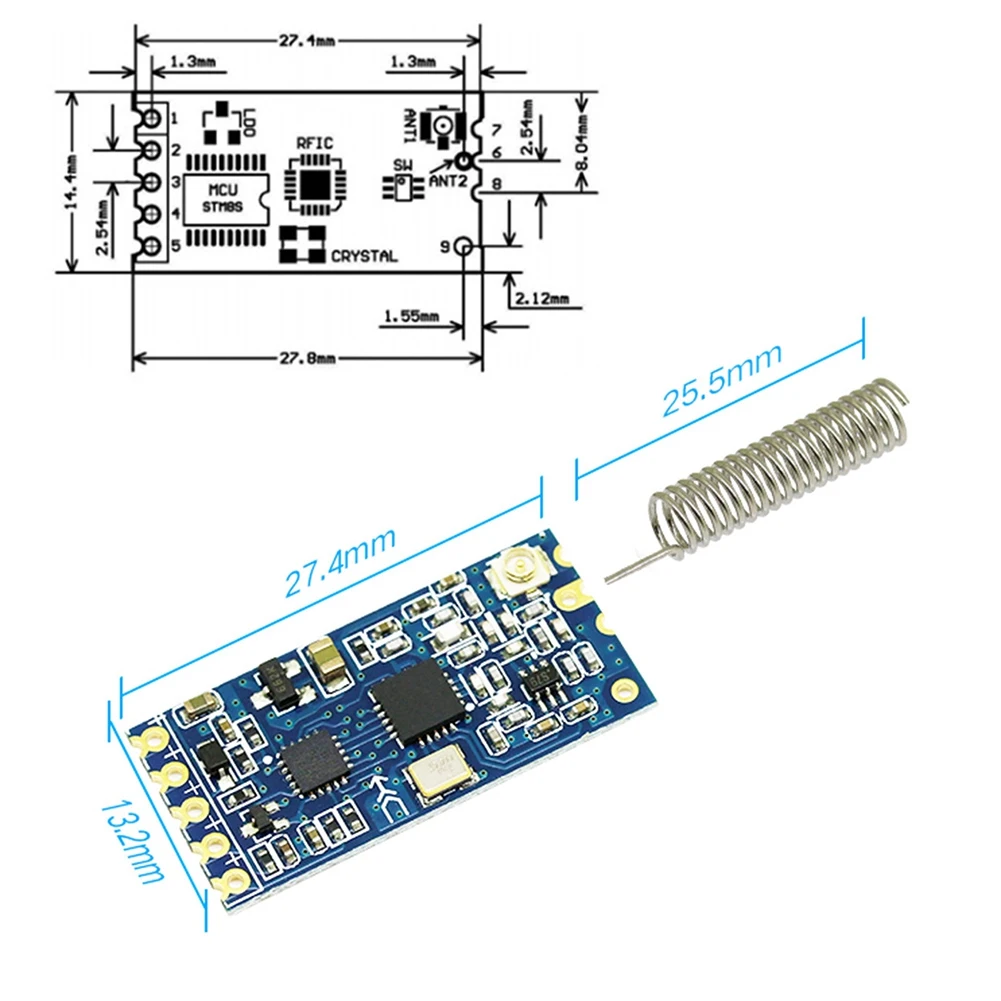 HC-12 무선 직렬 포트 모듈, 블루투스 HC12 대체, SI4463, 433Mhz, 1000M