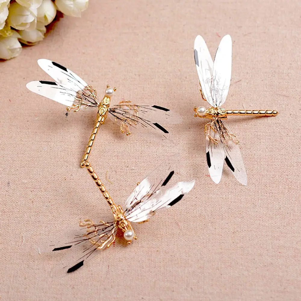 Description Picture 5 of itemBarrettes Fashion Bridal Bride Jewelry Pearl Hair Clip Wedding Dragonfly Hairpins Gold Headdress