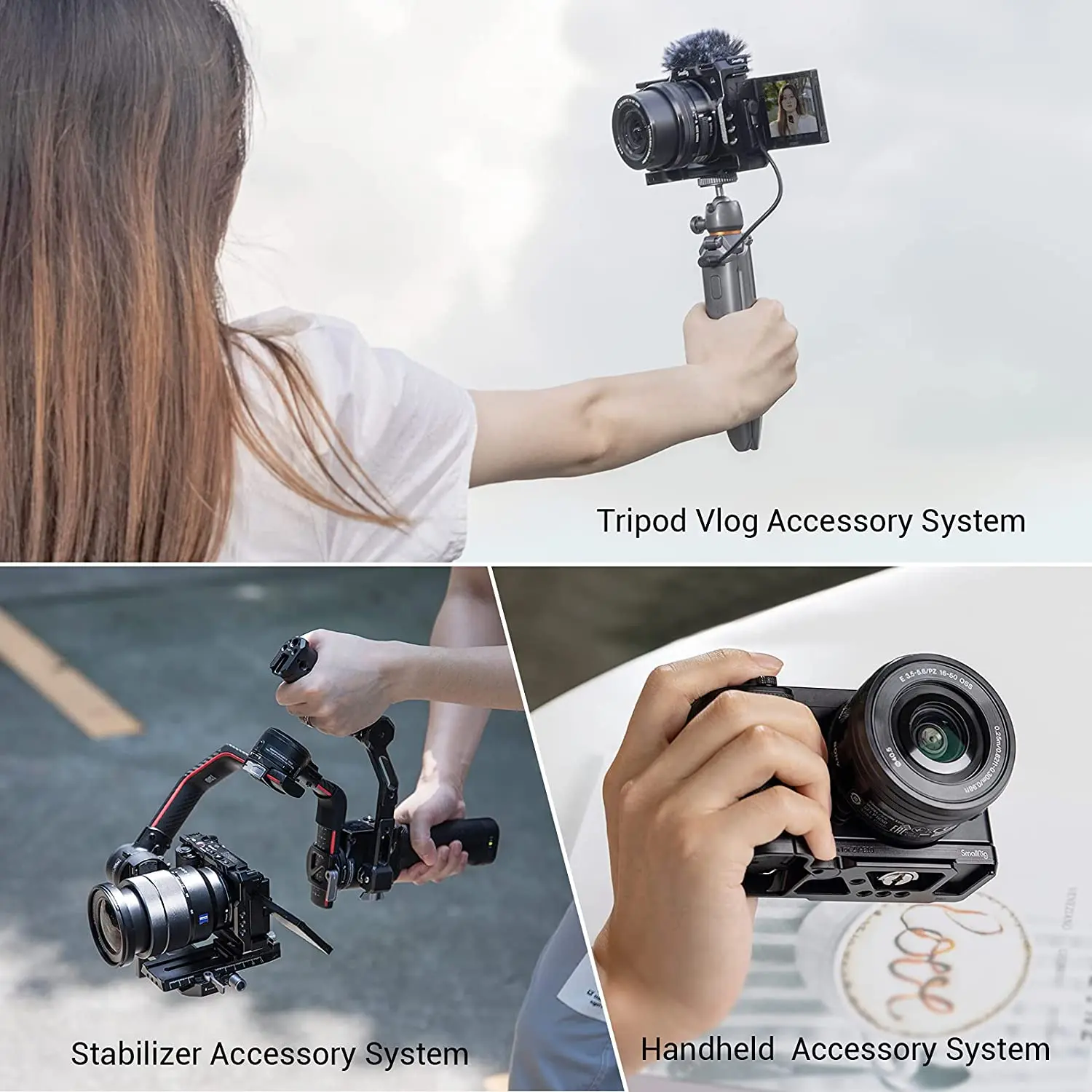SmallRig 실리콘 케이지 손잡이가 있는 카메라 케이지, Arca 퀵릴리즈 플레이트, 내장 리그 키트, 소니 ZV-E10 3538, ZVE10