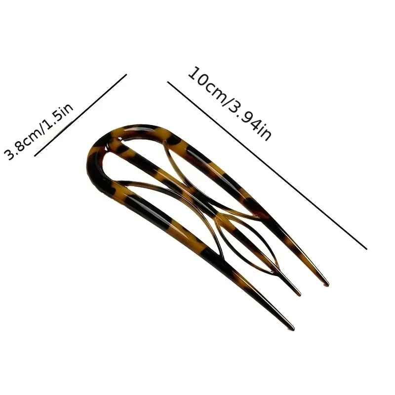 2-Pack U-Shaped Hair Pins, Elegant Minimalist Oval Leopard Print Hair Accessories for Valentine'S Day