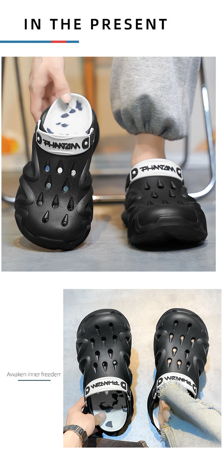 جديد 2025 قباقيب رجالية صنادل صيفية شباشب رياضية شخصية مانعة للانزلاق للشاطئ سميكة القاع نمط جديد أحذية رجالية