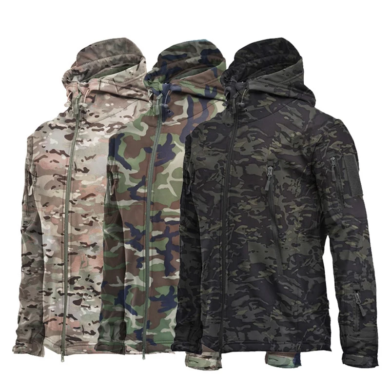 Hiking Jackets CHRLCK Men's Winter Autumn Waterproof Hiking Jackets Tactical Windproof SoftShell Jacket Fishing Camping Climbing Coats Hooded