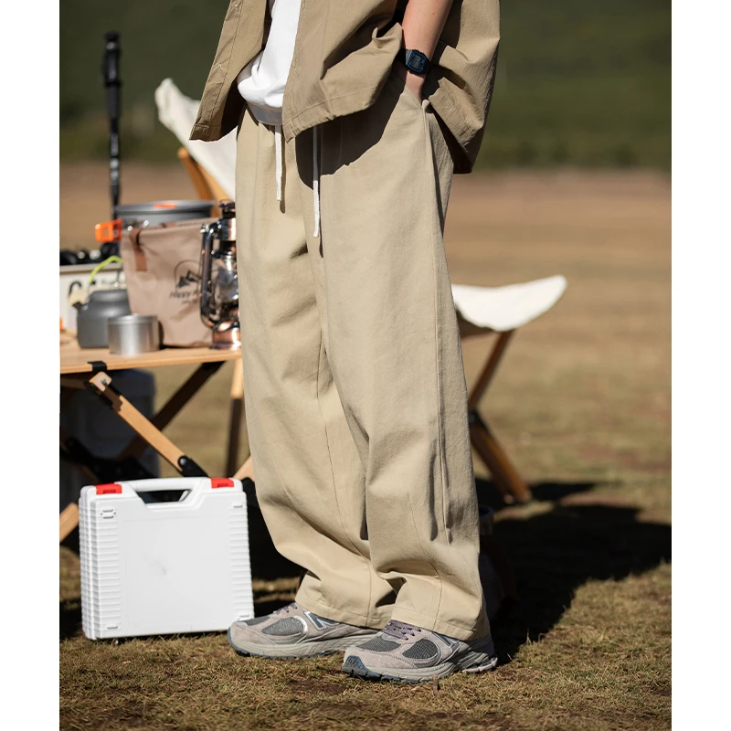 

2023 Men's Fashion Trend Loose Cotton Casual Pants 4 Color High-quality Straight Pants Elastic Waist Trousers Plus Size M-2XL