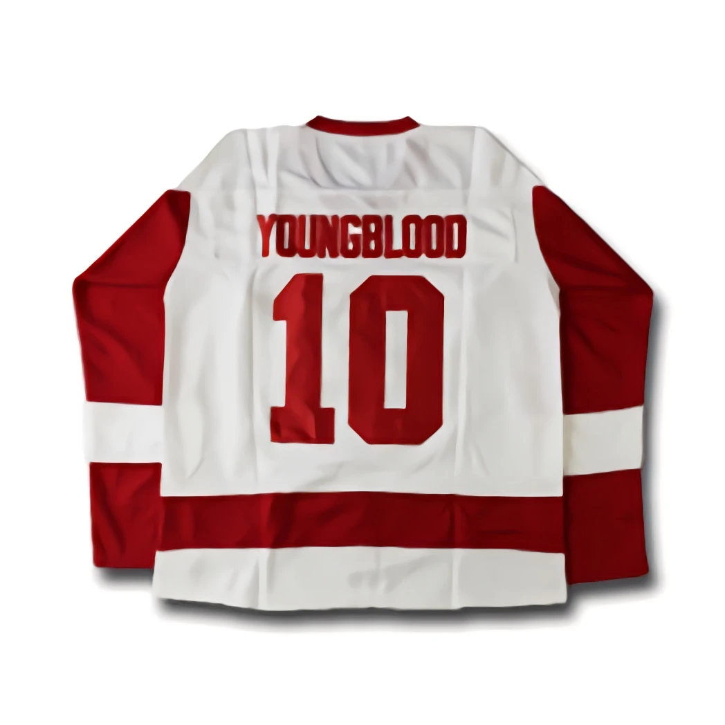 Camisolas de hóquei Youngblood para homens, camisolas atléticas, bordado costurado branco dos homens, Dean Youngblood Hamilton, #10 Mustangs