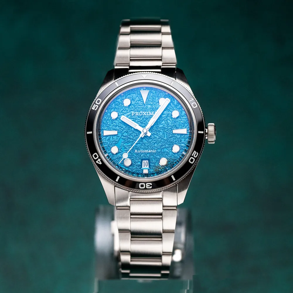 Proxima PX1697-2BN 39mm Men Watch Ice Flower Texture Dial Bubble