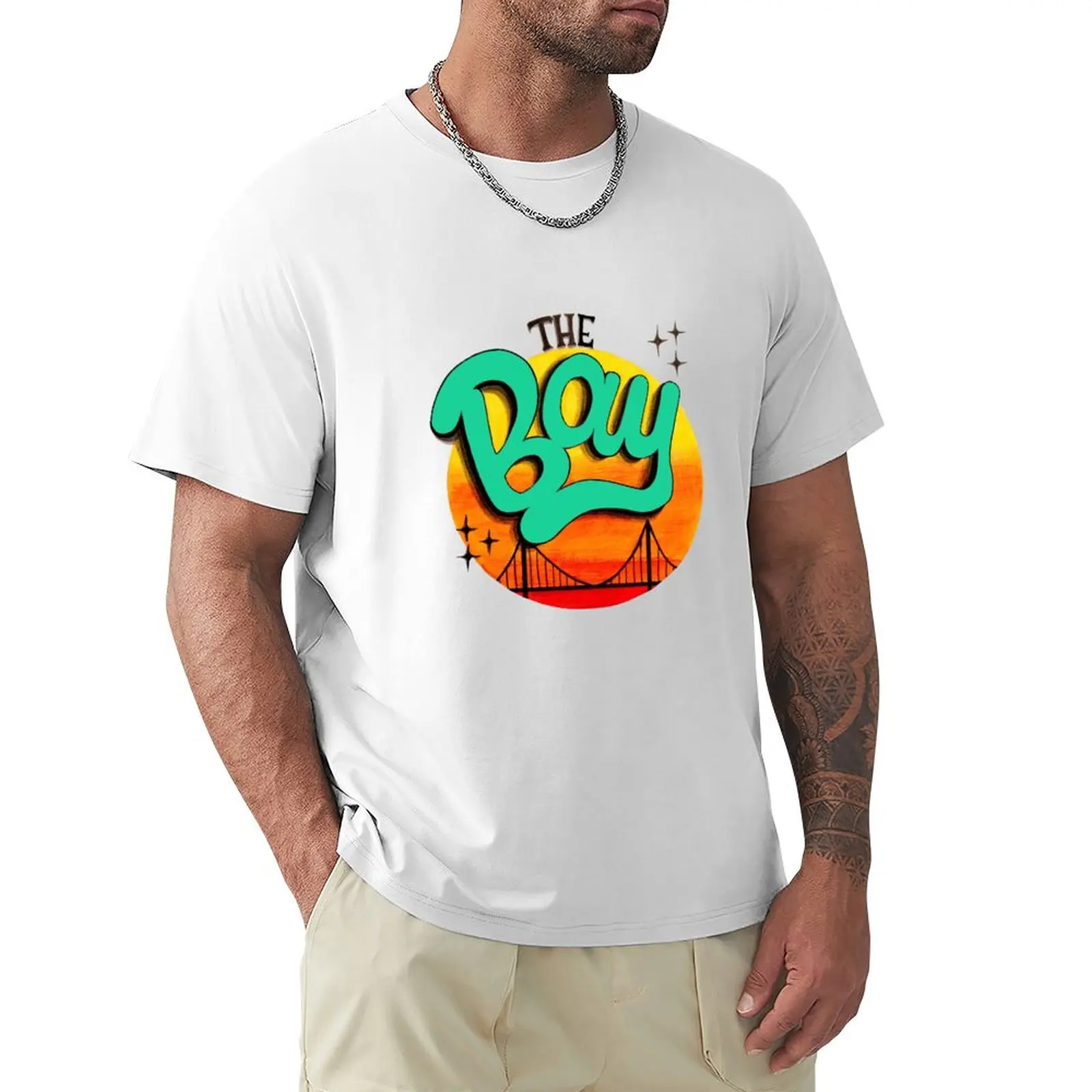 The Bay, California T-Shirt Blacks Cute Top T-Shirt Oversize Da Uomo