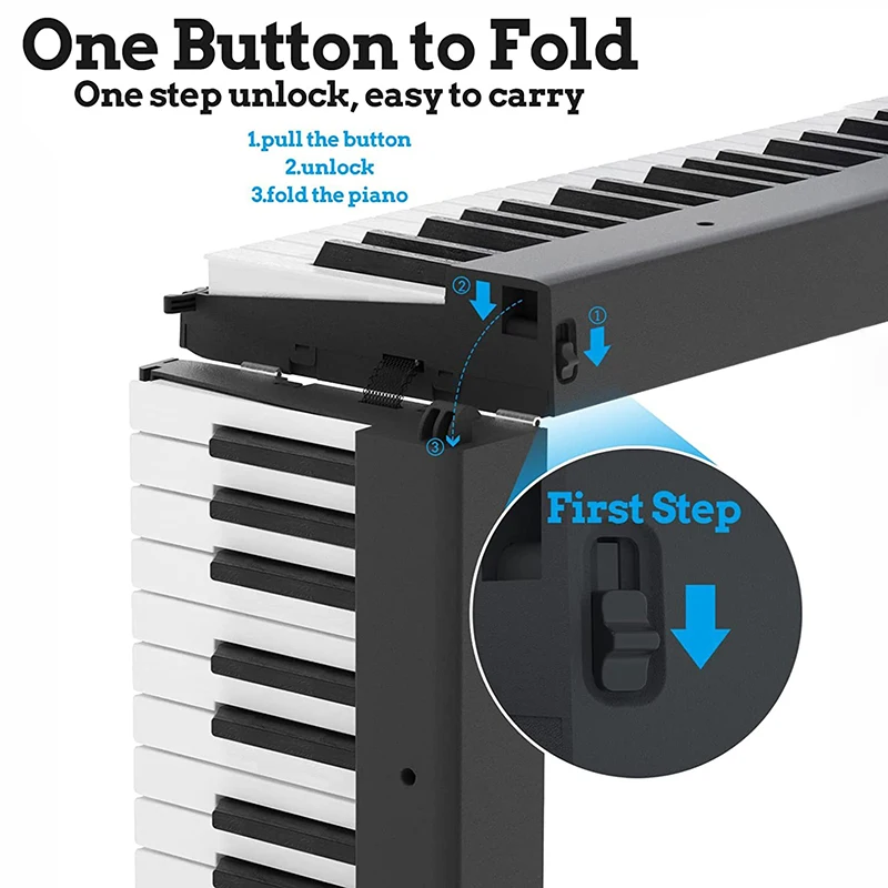 Portable 88 Key Folding Electronic Organ Beginner Keyboard Musical Instrument Synthesizer English Version Electronic Piano